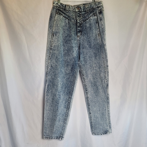 VTG Lee Acid Wash High Rise Women's Denim Tapered Mom Jeans Size 16M - Picture 1 of 12